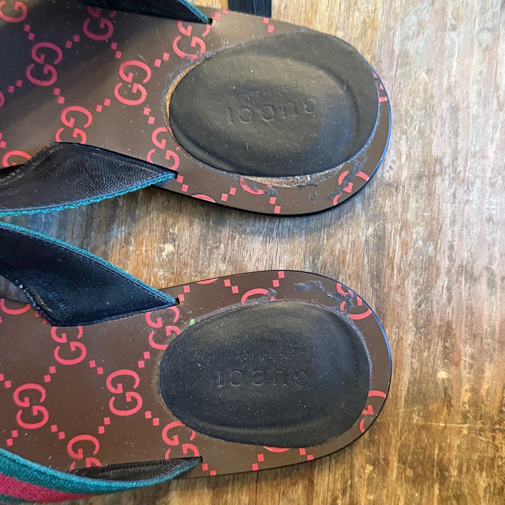 ♥️Authentic Gucci GG  Web thong sandals, Flip Flops, Size 40.5 ♥️ - Picture 11 of 14